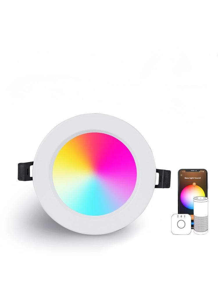 10W LEDs Recessed Lighting Downlight with IR Remote Control 16 Color 4 Flashing Modes Dimmable RGBW Floodlight Ceiling Light