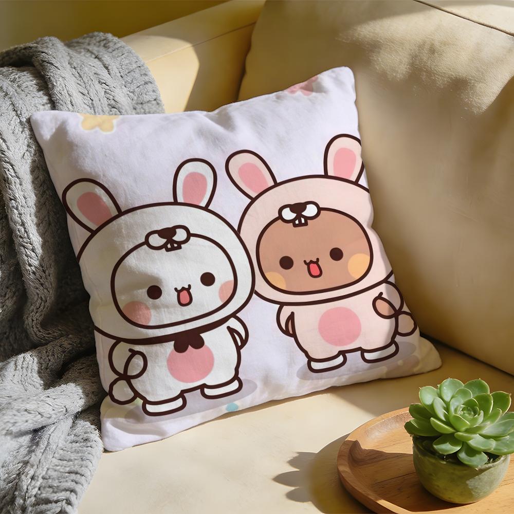 Panda BBubu DDudu Cushion Cover Washed Linen Soft Breathable Decorative Case For Sofa Home Pillow Cover