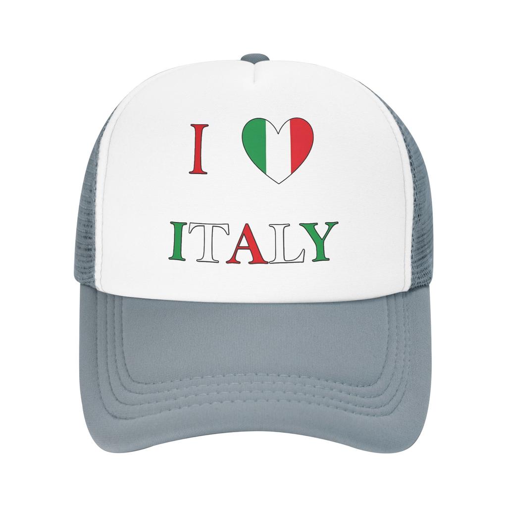 I Love Italy Sun Hats Trendy Unisex Adult Mesh Trucker Hat Dropshipping Design Kpop Rock Baseball Caps Birthday Gift