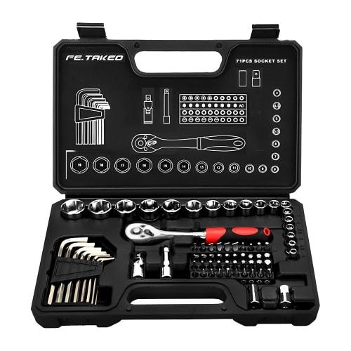 

72-Piece Socket Wrench Set, Precision Tool Set, DIY Tool Set, 6.35mm (1/4 inch) Drive, Ratchet Wrench, Car Maintenance, Home Tool Set