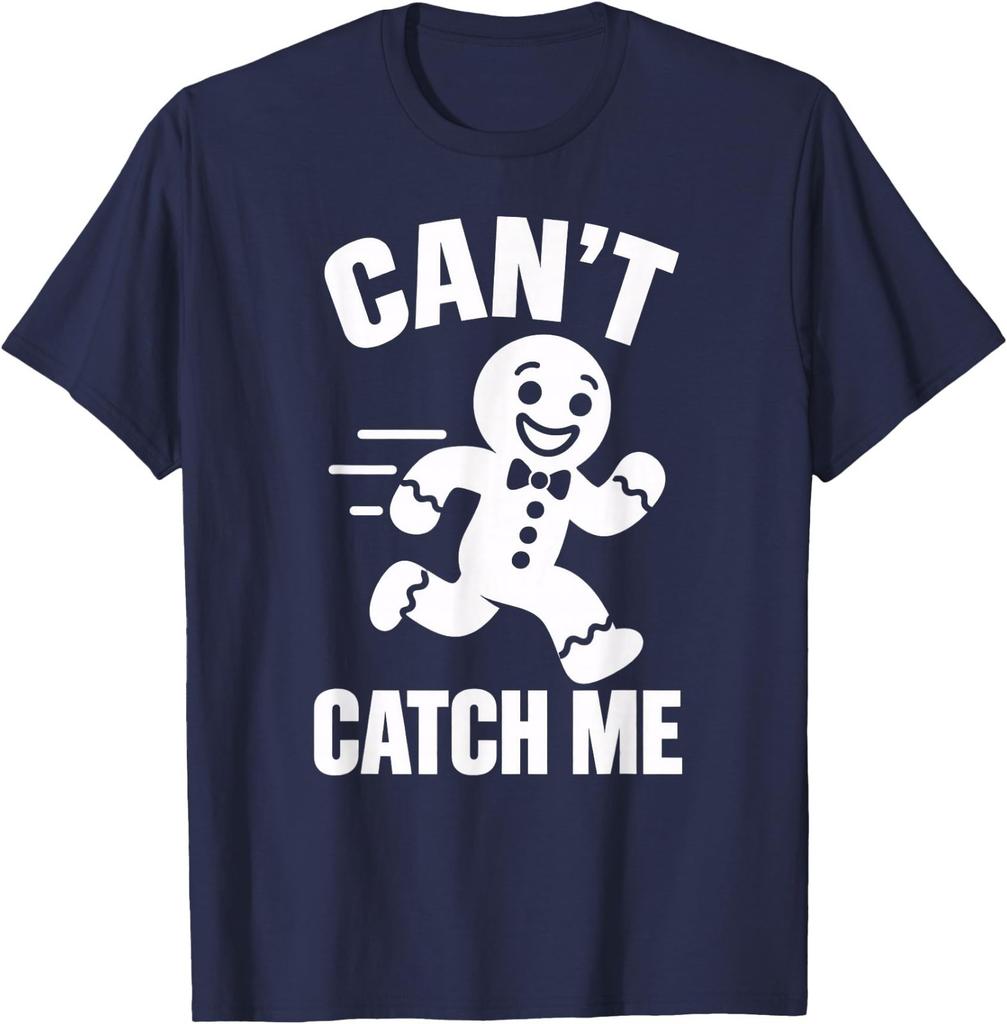 Can't Catch Me Funny Gingerbread Man Christmas Running T-Shirt