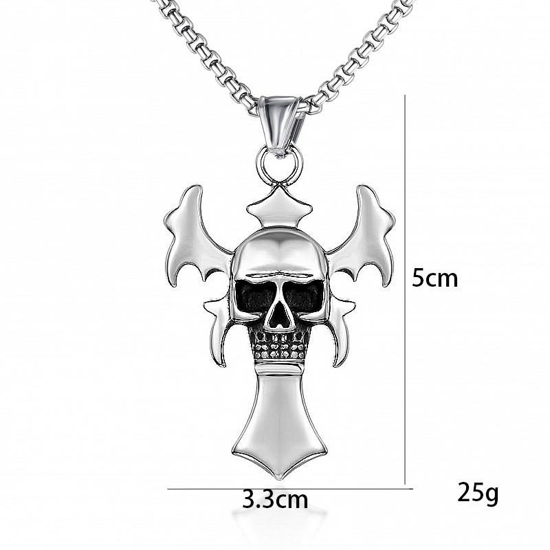 Vintage Necklace, Alternative Pendant, Titanium Steel Jewelry, Skull Pendant, Skull Pendant.