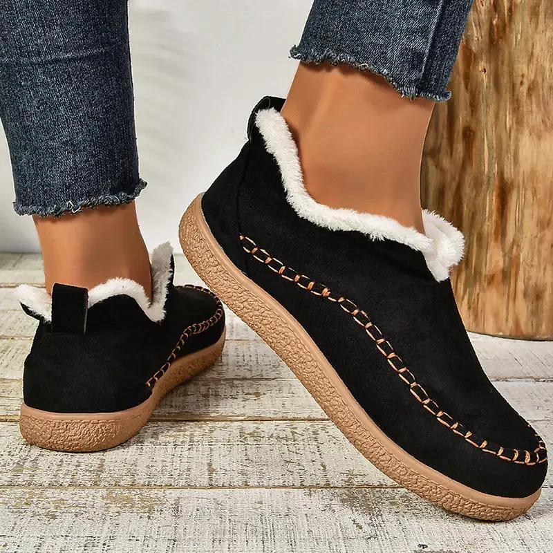 Women's Boots Slip On Winter Boots for Winter Shoes Women Ankle Boots Snow Lightweight Flat Fur Winter Footwear