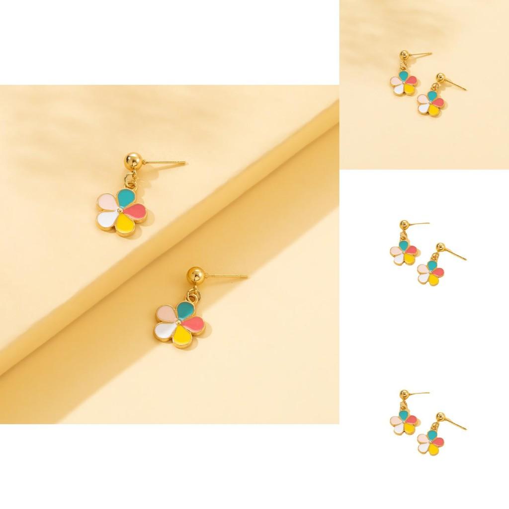 Trendy Colorful Floral Earrings Simple Alloy Design Stylish Street Fashion