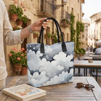  Watercolor Clouds Large Tote Bag Casual Daily Shoulder Handbag for Outdoor Travel