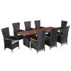 VidaXL Garden Furniture Set 9 Pcs with Cushions Wicker Resin Black