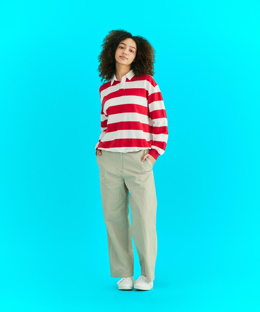 ERER Oxford Collar Stripe T-Shirt Red