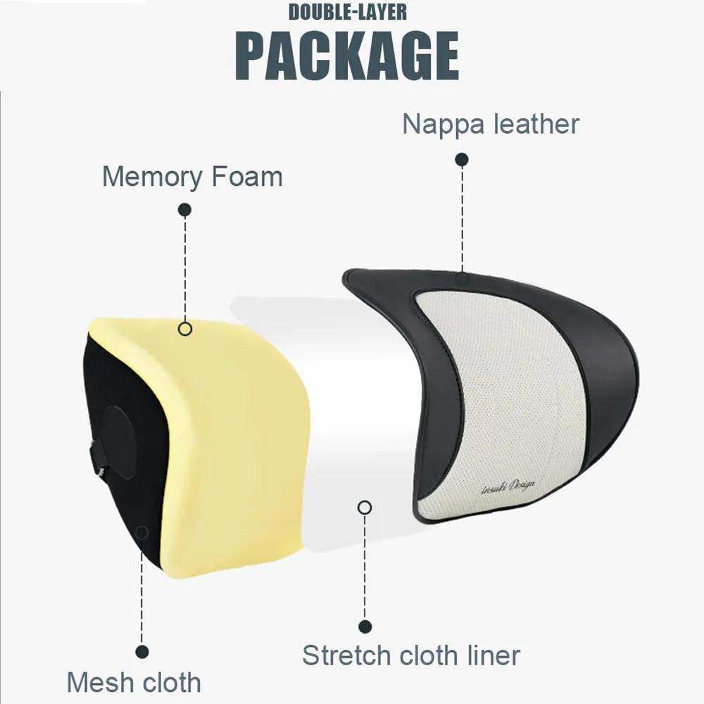 NAPPA Leather Car Neck Pillow Silver Ion Antibacterial Memory Foam Headrest Support For Travelling Home Car Interior