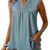 European Style Summer Fashion V-Neck Color Block Casual Sleeveless