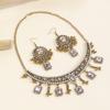 Retro Indian-Style Rhinestone Necklace & Earring Set with Tassel Clavicle Chain