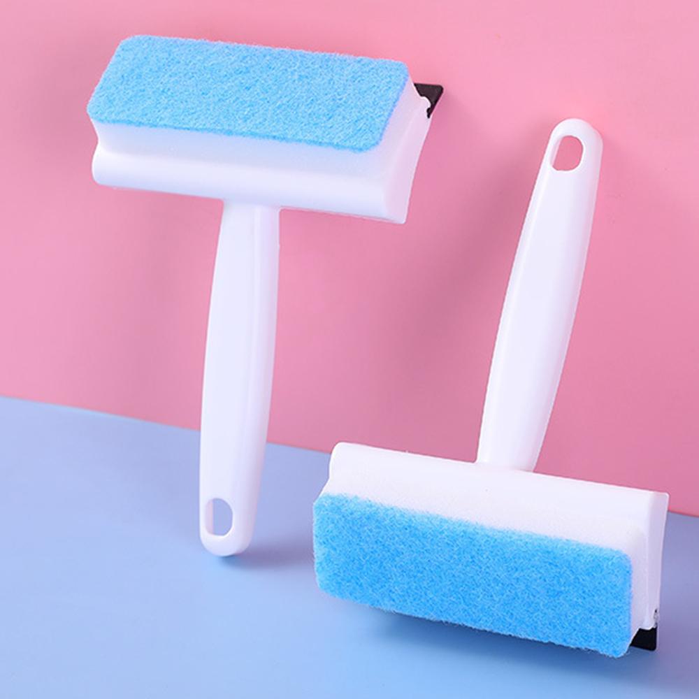 2-In-1 Non-Woven Cloth Glass Cleaner Brush Sponge Wiper Scraper Glass Wiper Brush for Mirrors Shower Doors Windows