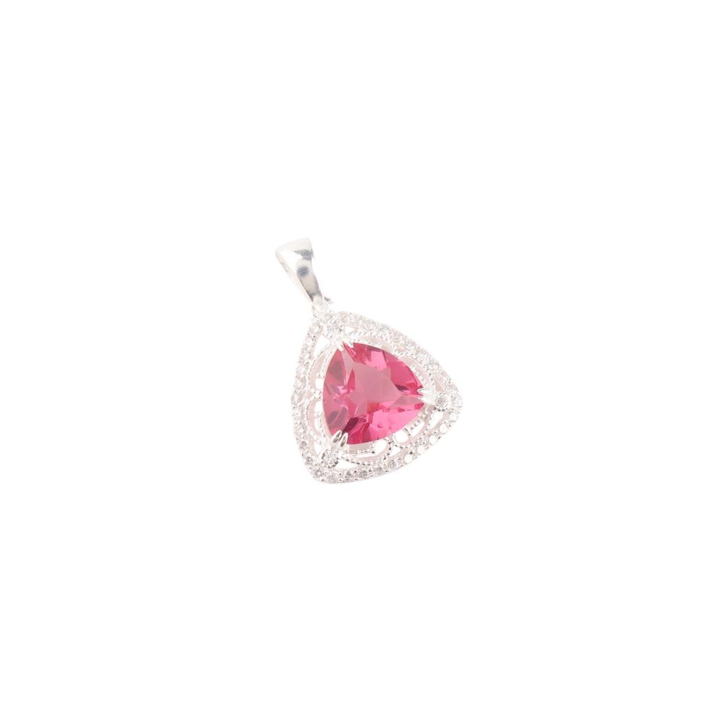Pink Tourmaline Gemstone 925 Solid Silver Jewelry Zircon Pendant 0.99" For Gift CZP-8-9