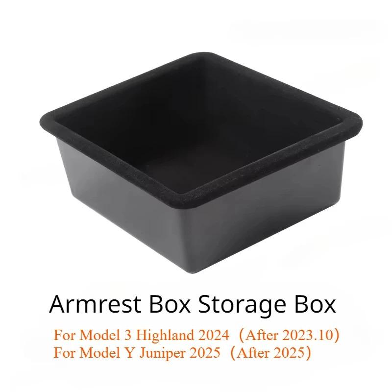 For Tesla Model 3/Y/3 Highland Model Y Juniper 2025+ Central Control Storage Box Organizer Tray Armrest Cubby Drawer Accessories