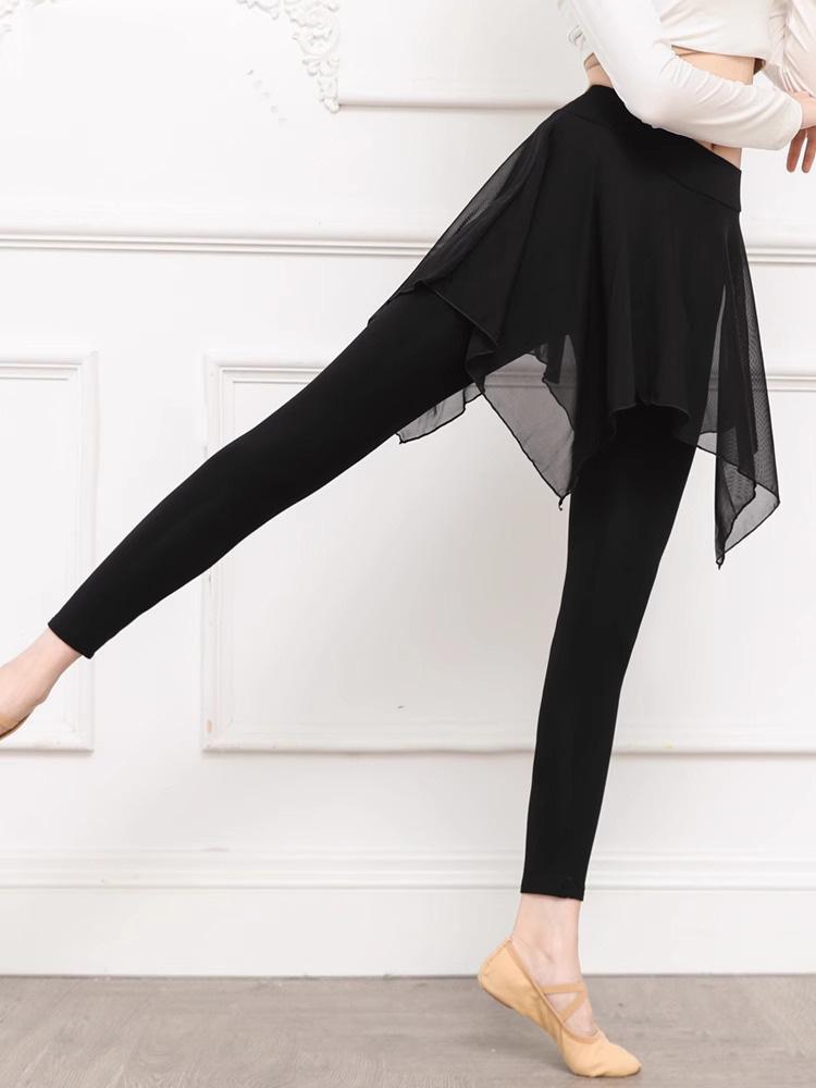 Dospělá černá tylová baletní sukně s kalhotkami pro taneční praxi a latinskoamerické tance