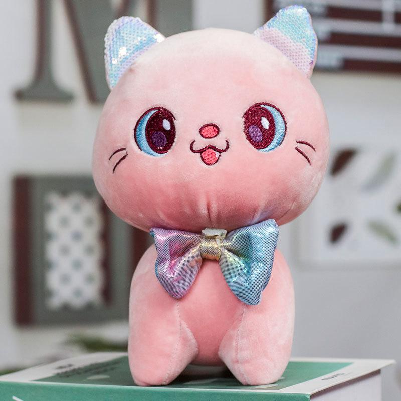 Catching Machine Plush Toy Black Cat Tiger Doll Creative Cat Simulation Cat Cartoon Gift Rag Doll Bow Tie Cat