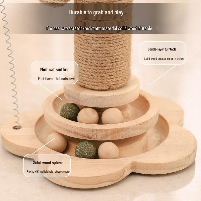 Sisal Rope Vertical Cat Scratcher: Wear-Resistant, Debris-Free Turntable & Teaser Toy for Kittens