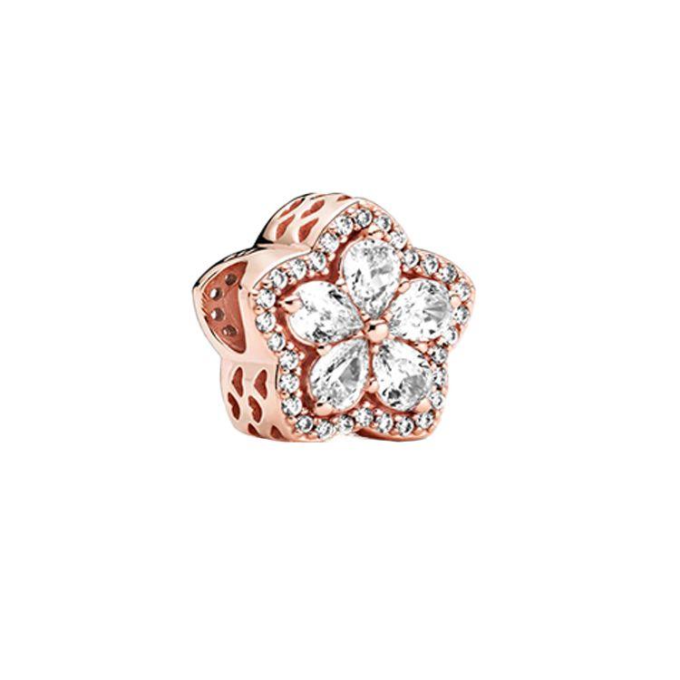 Pandora Snowflake Radiant Pavé Charm Women Charm Rose-Gold 789224C01 Box,Rose Gold