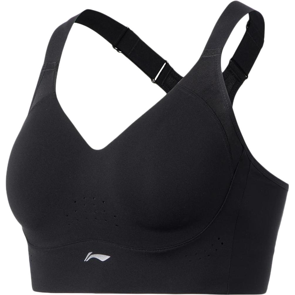 Li Ning Fitness Series Solid Color Breathable High Support Tight Sports Bra Women Underwear Black AUBS026-2