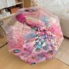 1pc Peacock Flowers Automatic Open/Close Umbrella Compact Folding Umbrella with 8-Rib Shaft for Women/Men, Elegant Birthday1179S