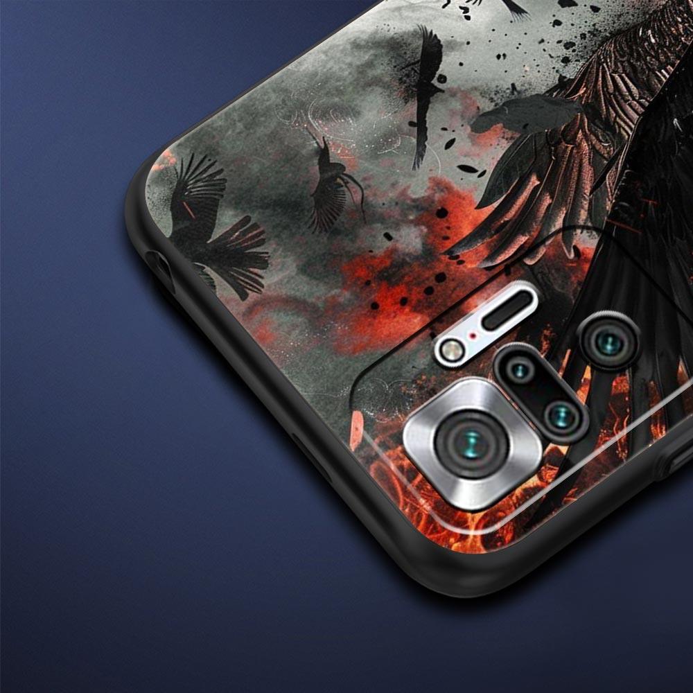 Black Raven Phone Case Cover for Redmi 14C 10C Note 15 14 13 12 10 11 K40 Pro Plus 5G Soft TPU Shockproof Shell Fundas Capas Bag