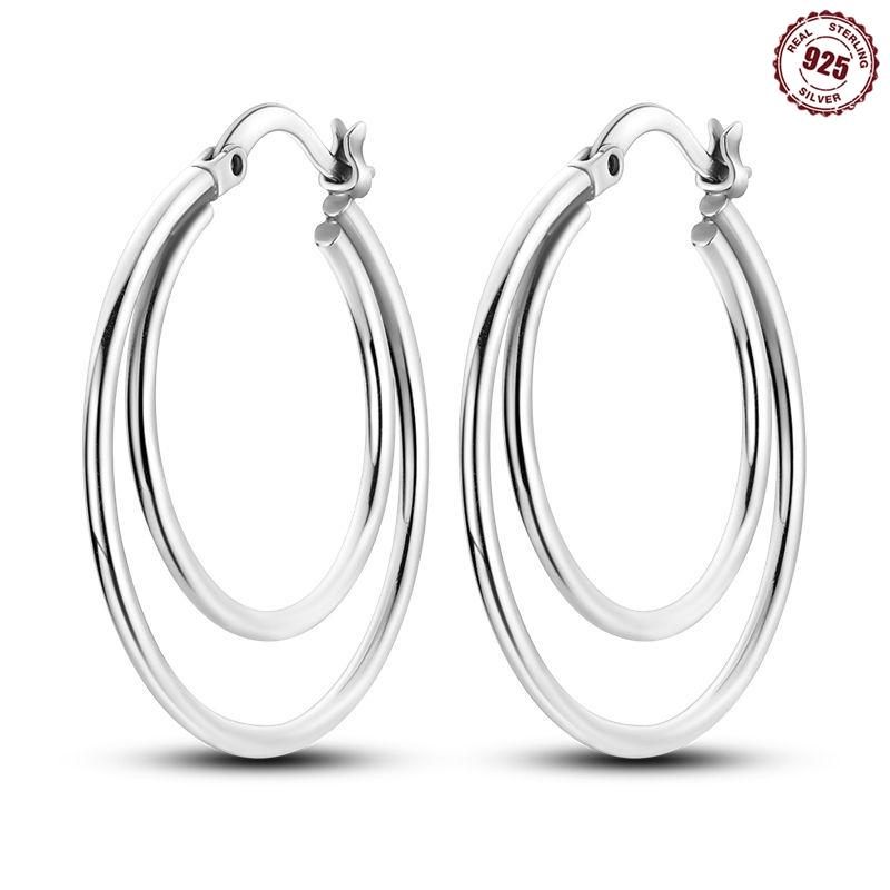 Classic Earrings 925 Silver Colorful CZ Hoop Earrings for Women Birthday Party Wedding Engagemen Gift Jewelry