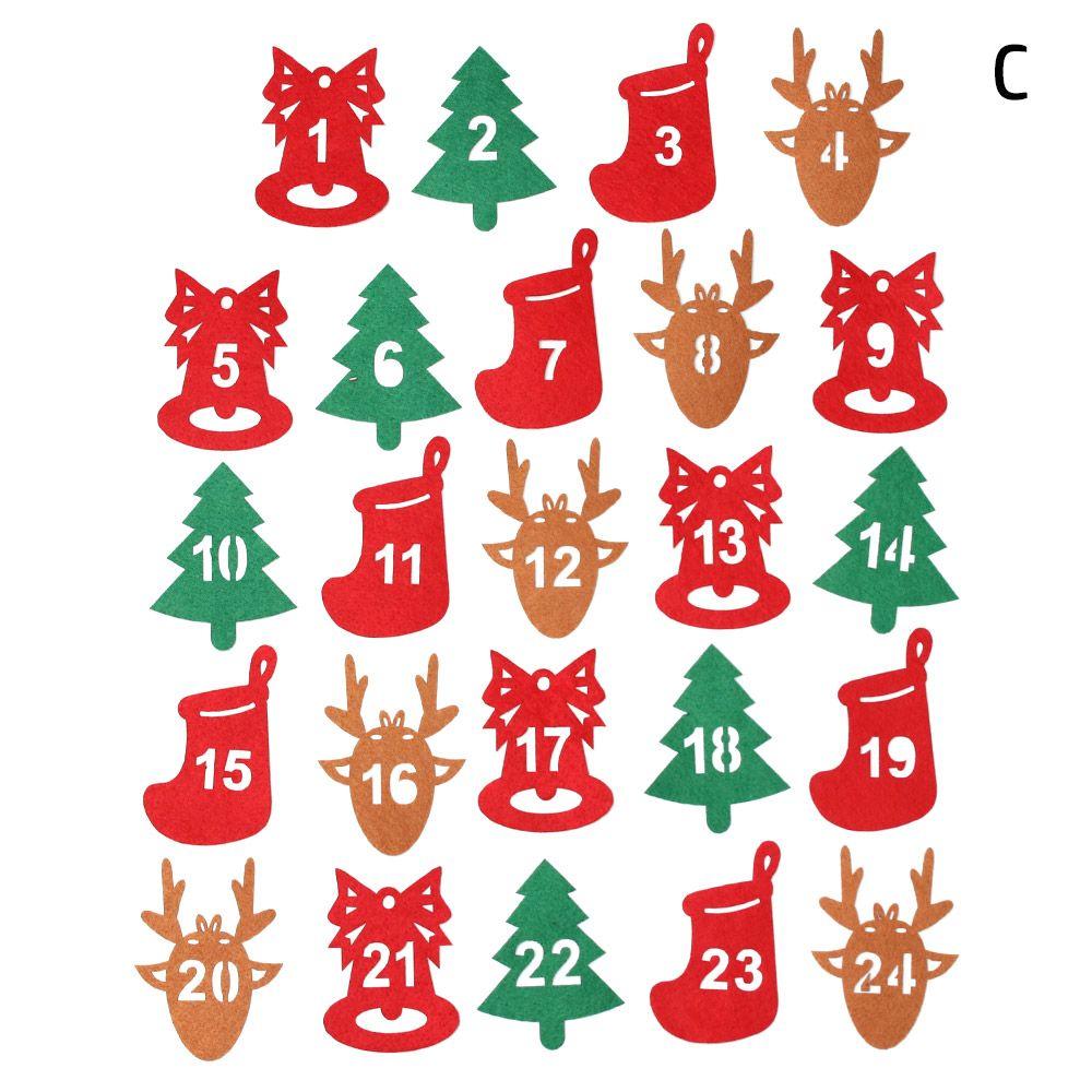 Baking Adornment Package Label Merry Christmas Countdown Gift Felt Sticker Christmas Label Xmas Ornament Advent Calendar Number