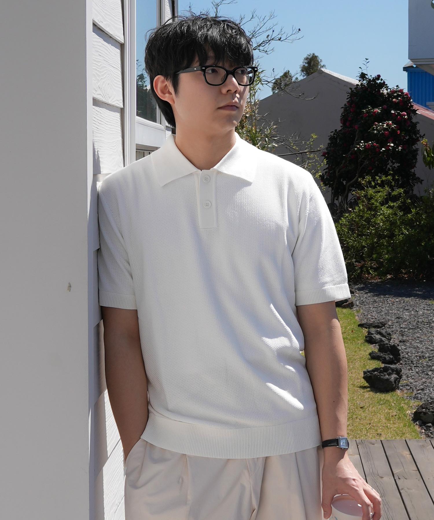 Textured Collar Short Sleeve Knit - 4 Colors Wh/095