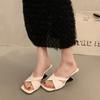 Sandals women's summer wear new square head thick heel cool slippers niche temperament versatile open-toed sandals