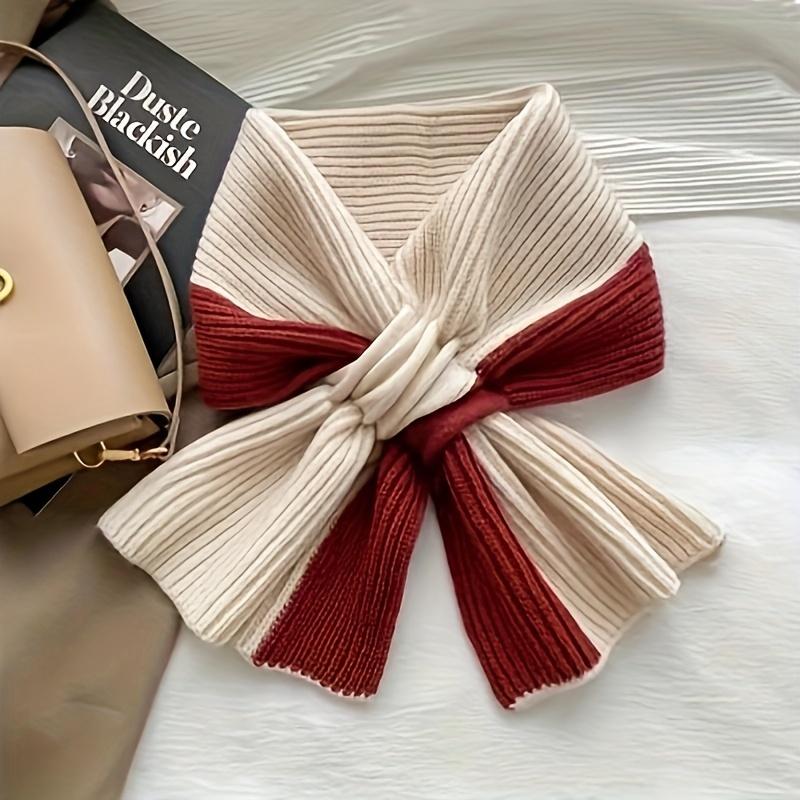 Bufandas elegantes y cálidas para hombres y mujeres en invierno, diseño de cuello perezoso con punto cruzado, colores de retazos