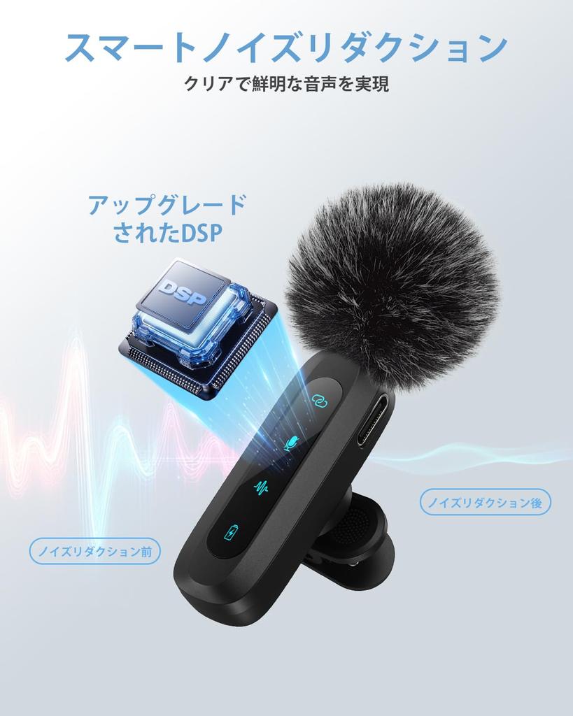 New Model Pin Pin Microphone for Simultaneous Use by 2 Instant LED Indicator Noise Automatic Silent Reverb Plug and 7 Hours Continuous Sound