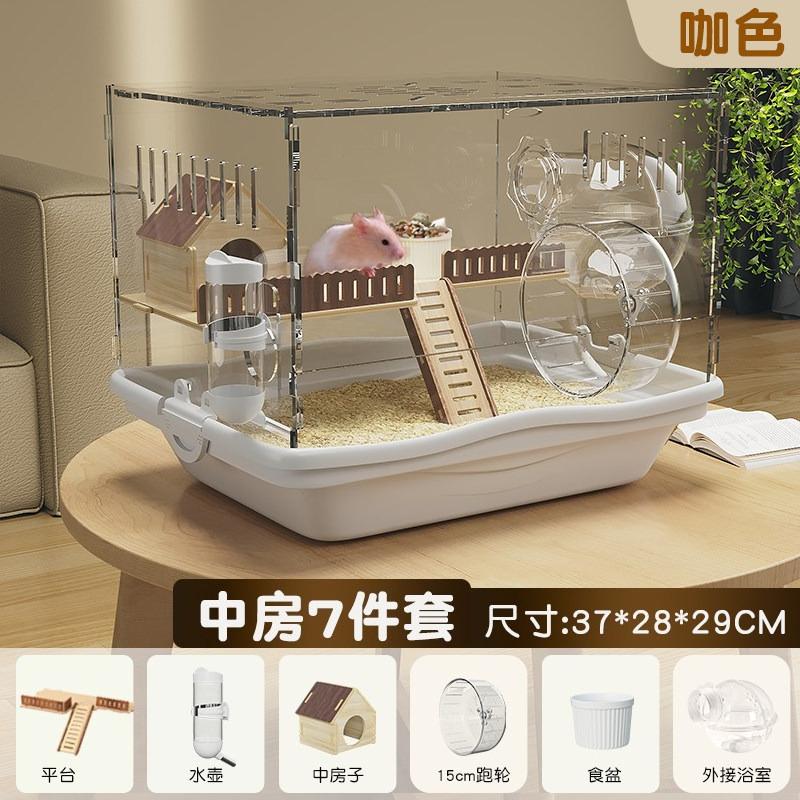 Golden bear hamster cage oversized villa luxurious and convenient for cleaning, special nest acrylic transparent all seasons