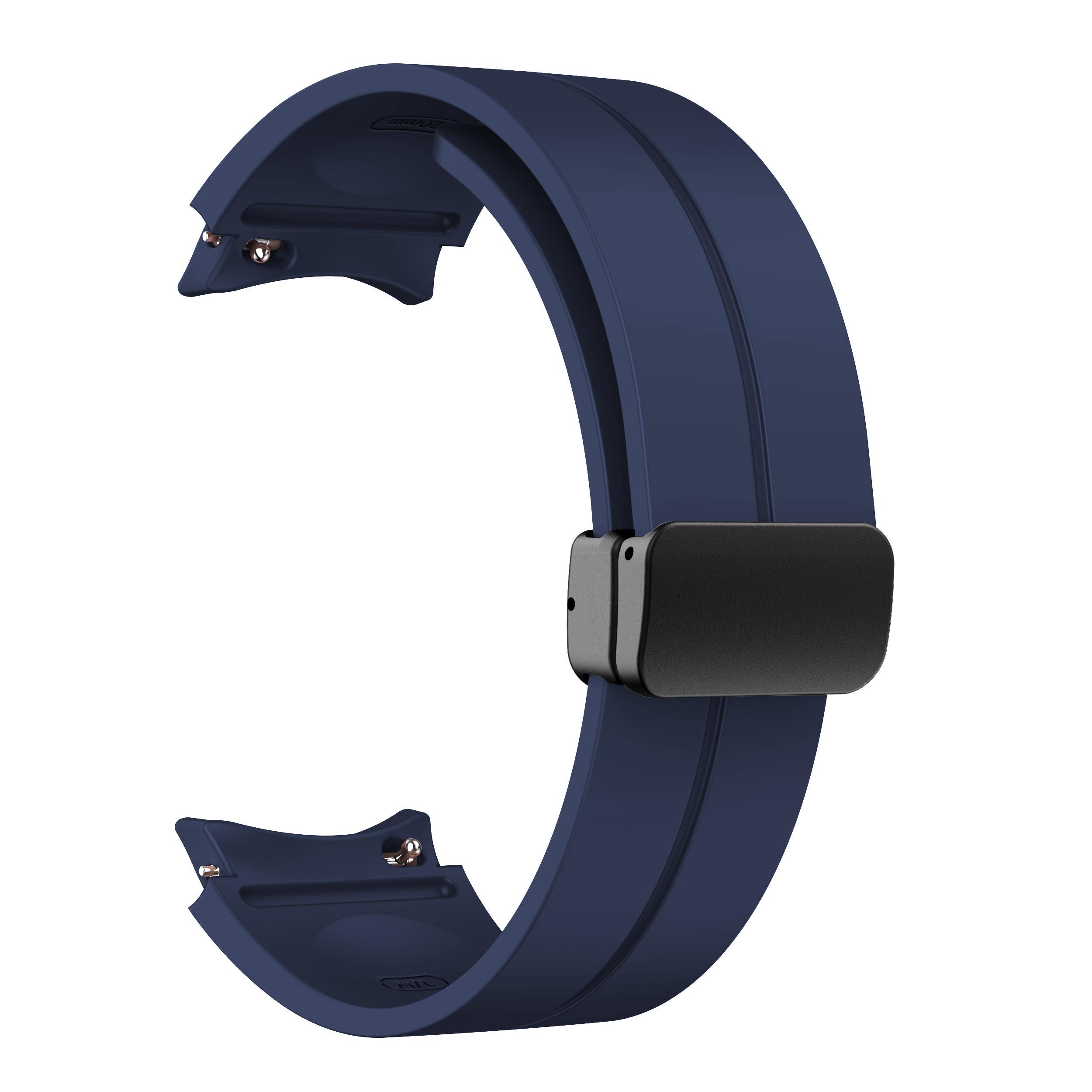 Magnetische D-Schnalle Silikonarmband für Samsung Galaxy Watch 6 5 4 Serie Sportarmband für Galaxy Watch 45 44 40/Classic 47 46 43 42 dunkelblaue