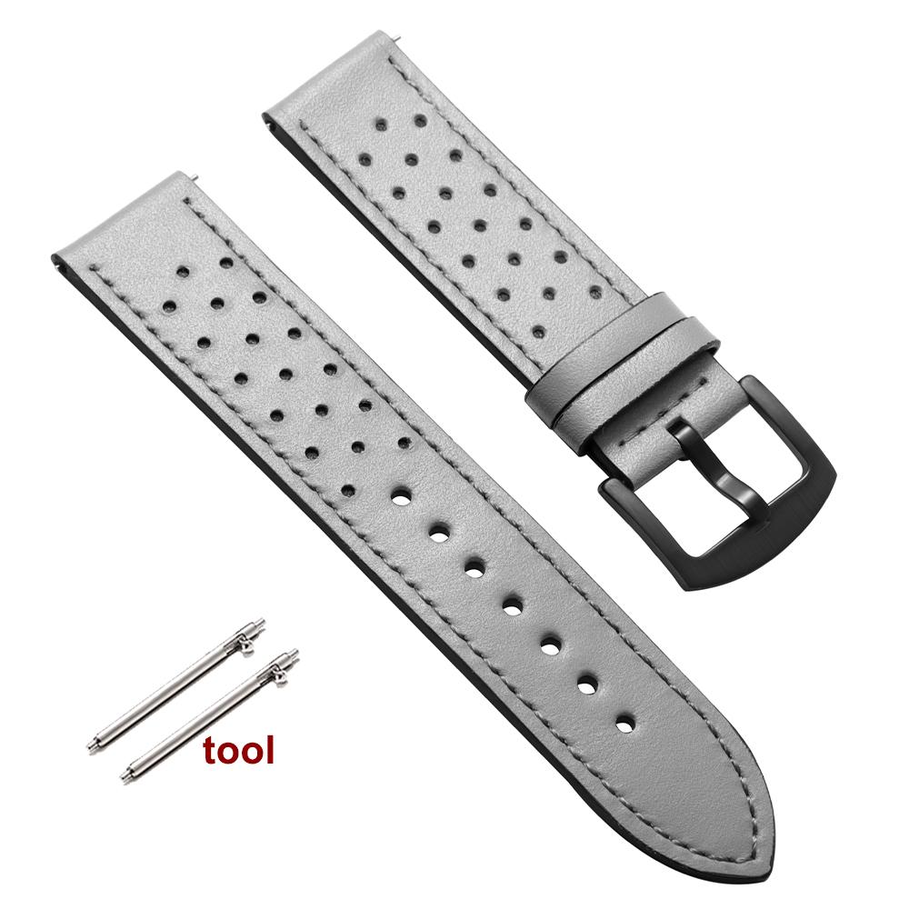 Vintage Handmade Watch Strap 20mm 22mm for Omega Business Leather Straps Black Brown Blue Breathable Porous Sports Watchbands