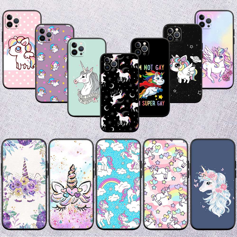 RE17 Cartoon Unicorn Phone Case for Samsung Galaxy S20 S21 S22 Ultra FE + Plus A21S A22 A24 A25 A26 A30 A30S A31