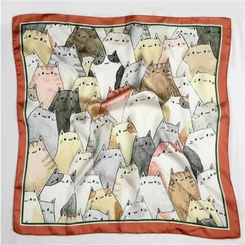 

2025 Luxury Silk Head Scarf For Women Fashion Kerchief Print Hair Scarfs 55cm Square Headband Neck Scarves For Ladies Hijabs 55x55cm