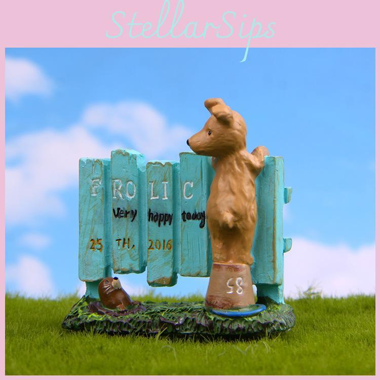 Small Dog Fence Sea Lion Resin Garden Ornament For Succulents And Scene Decor