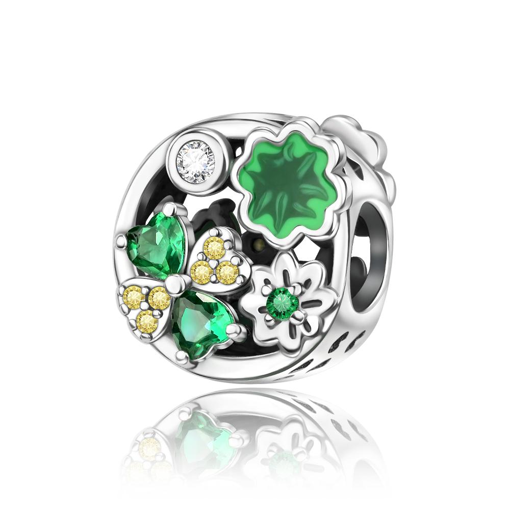925 Sterling Silver Green Series Flower Tree Apple Pendant DIY Fine Beads Fit Original Charms Bracelet Women Jewelry Diy 1