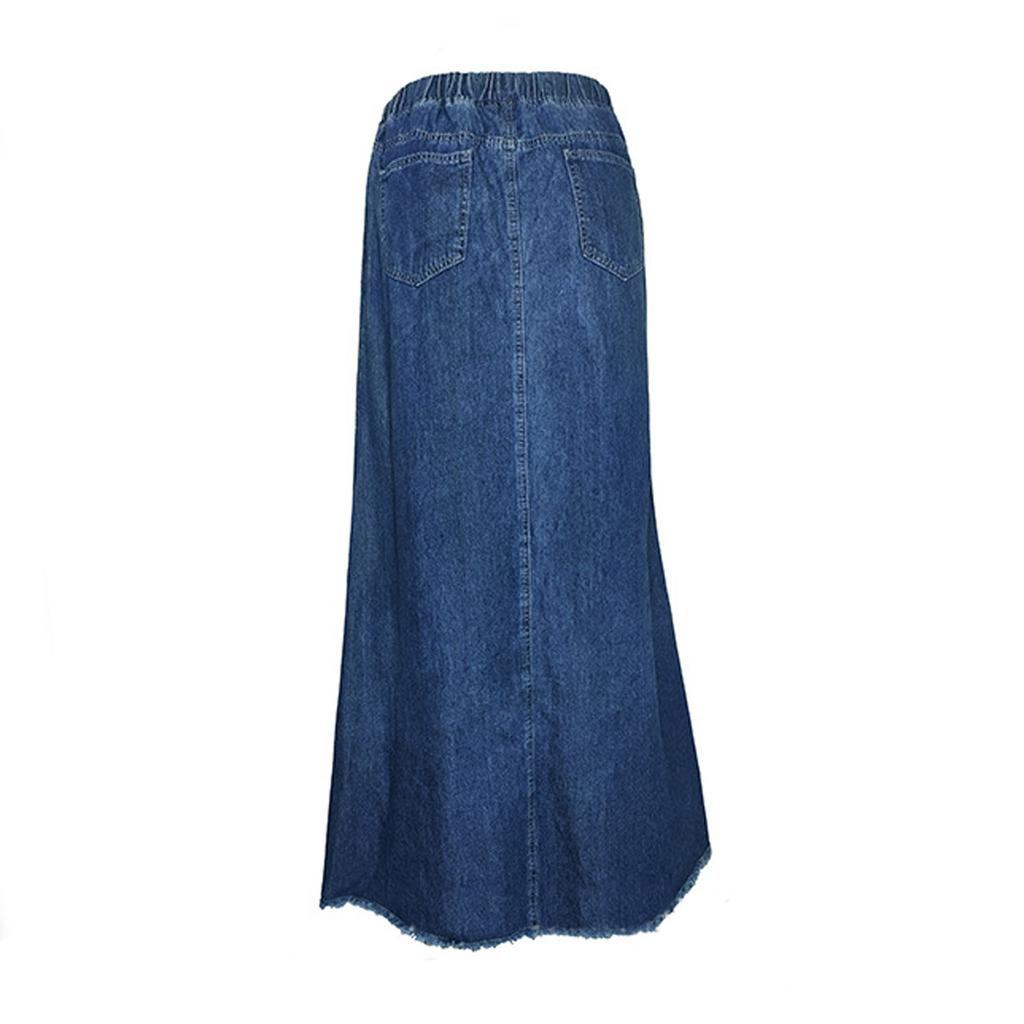 Women's Patchwork Casual Loose Skirt Skirt With Pockets Denim Color Skirt