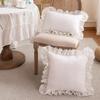 Cotton Embroidered Pillow Cushion French Romantic Pastoral Ruffle Edge Fungus Lace Sofa Bedside Pillow Case Pillow Cases