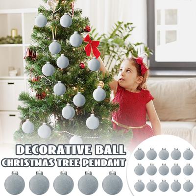 Christmas Ball Velvet Christmas Tree Flocking Ornaments 3.15 Inch 15 Pieces Plastic Ball Christmas Ornaments Red