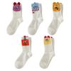 5Pairs Patchwork Cartoon Tube Socks Anti-slip Mid Calf Socks Funny Short Socks Women  Lady
