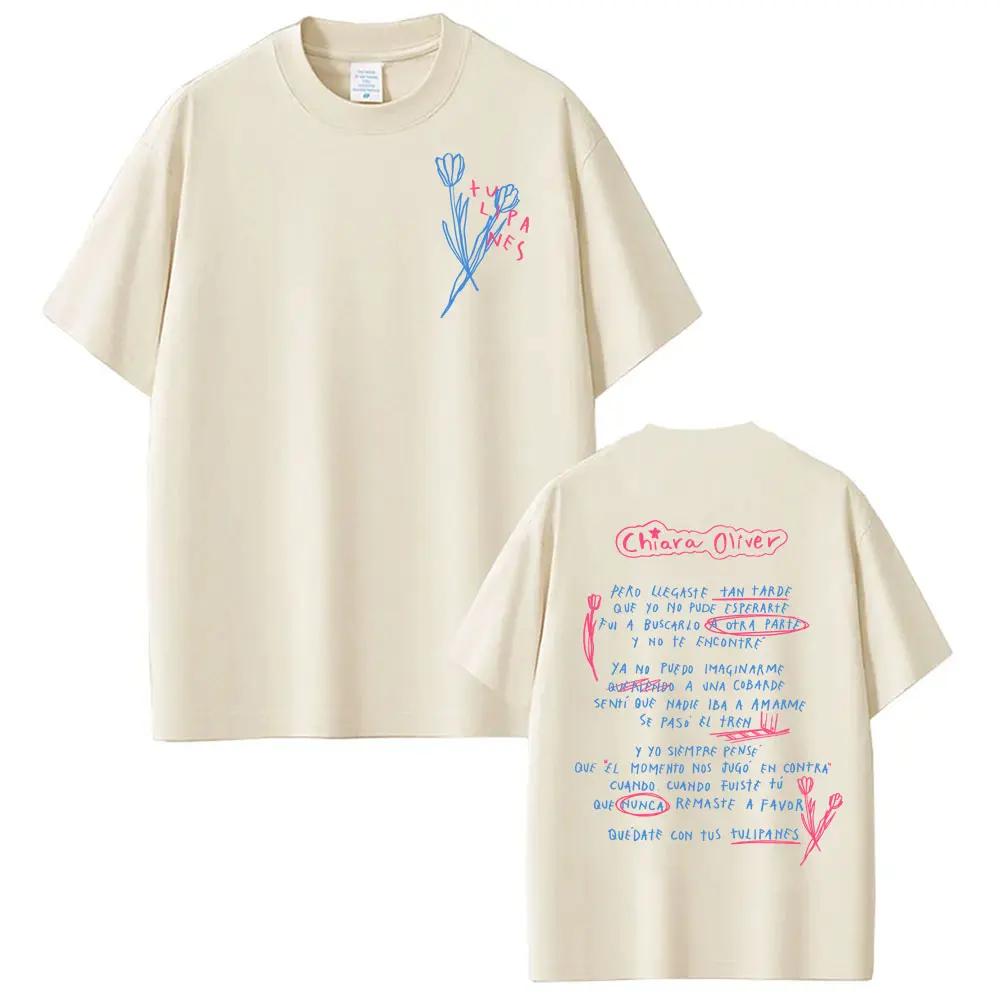 Singer CHIARA OLIVER Album Letters Graphic Tshirts Men Women Hot Sale Casual 100 Cotton T Shirt Vintage Pop Music Tshirt Tops