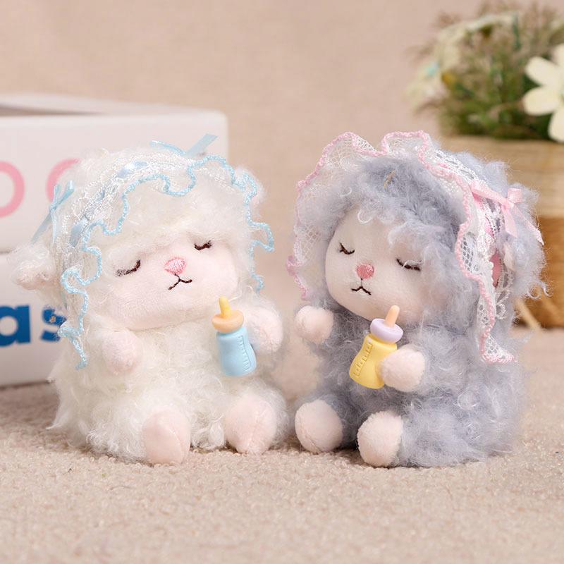 Candy Holder Pendant Plush Seated Sheep Keychain Pendant With Metal Ring Soft Cute Lamb Bag Charm Stuffed Accessory For Backpack