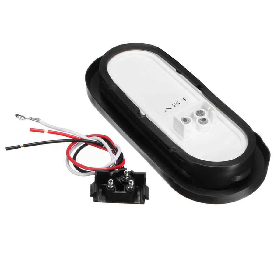 Universal 2X Oval Brake Stop Tail Fog Drl Turn Sealed Marker Lights Flush Mount 6" Inch 24 Led Truck Trailer Boat Utility Red Lens Waterproof 12V