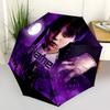 1pc Wednesday Addams Gothic Horror Custom Name Automatic Folding Umbrella, Durable Plastic & Iron, Lightweight for Outdoor Daily Use S1230014