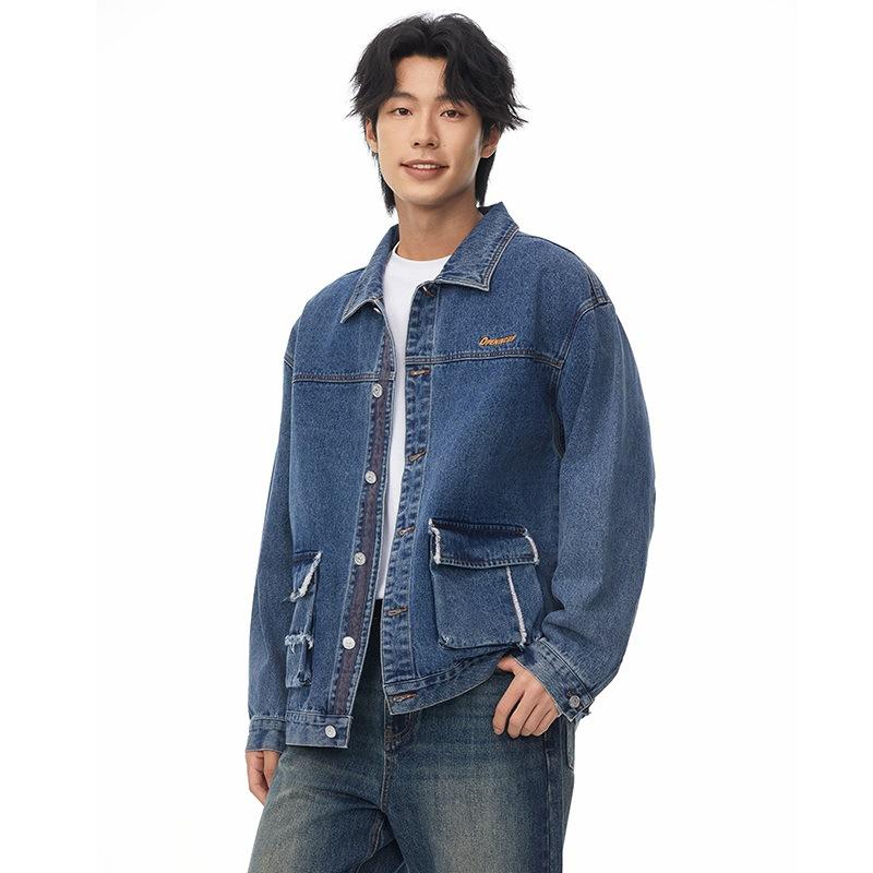 Washed Denim Jacket Men's New Retro Work Jacket Loose Top