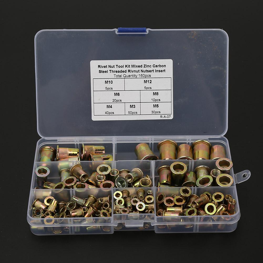 160 Stück Kohlenstoffstahl Flach Weiblich Blindnietmutter Befestigungszubehör