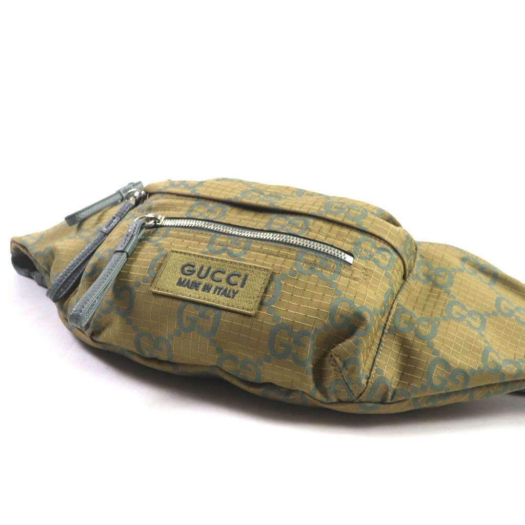 Excellent GUCCI Waist bag GG Ripstop Belt Bag Sling bag khaki Nylon mens 792287 Used