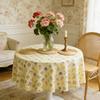 Obrus Sezonowy Letni Wodny Druk Kwiatowy Okrągły Odporny na Rozlania Odporny na Zmarszczki Pokrowiec na Stół Wystrój Domu