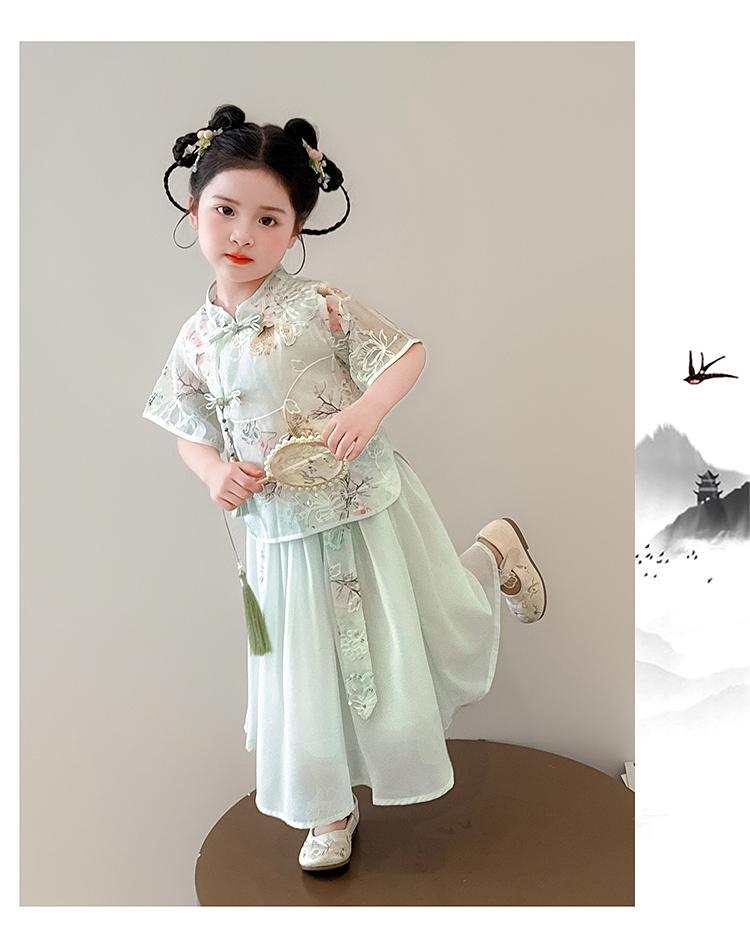 Girls' Chinese-Chic Summer Suit